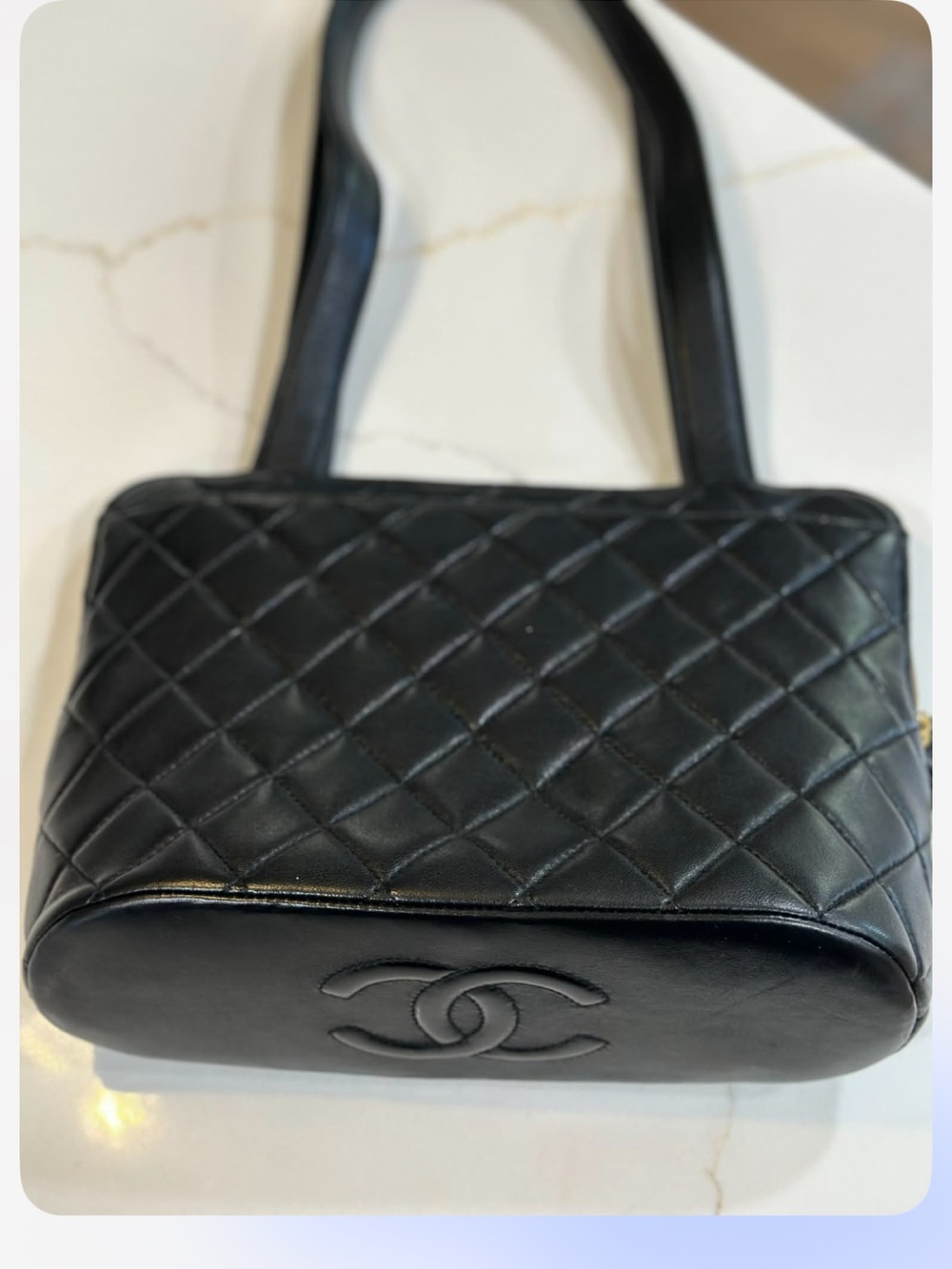 CHANEL Black Quilted Lamb Skin Shoulder Bag. Soft 🌸like new. With COA